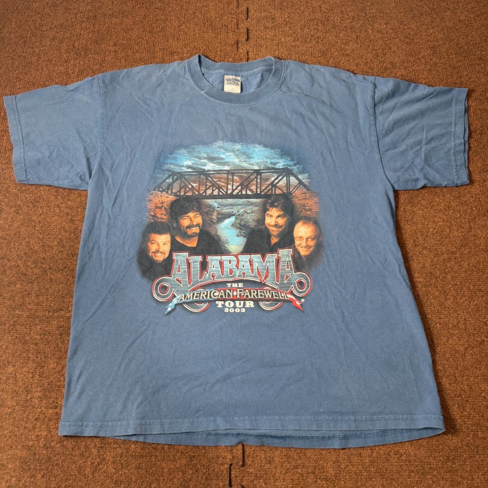 Vintage 2003 Alabama Band The American Farewell Tour T-Shirt Blue XL Concert Tee